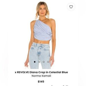 Norma Kamali Celestial Blue One-Shoulder Diana Crop Top